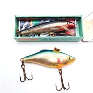 Rapala F07 Vampire NIB + Skitter Pop Blue Gold Ireland Lure Lot Vintage NOS Rare